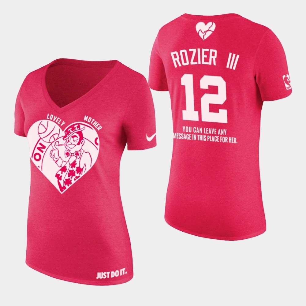 Women's Boston Celtics #12 Terry Rozier III Pink V-Neck 2019 Mother's Day T-Shirt RNV21E0I