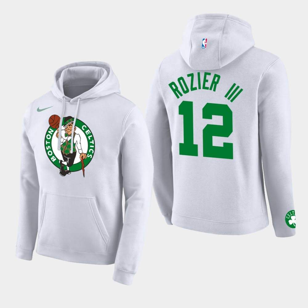 Men's Boston Celtics #12 Terry Rozier III White Team Logo Pullover Club Hoodie NOS61E2X