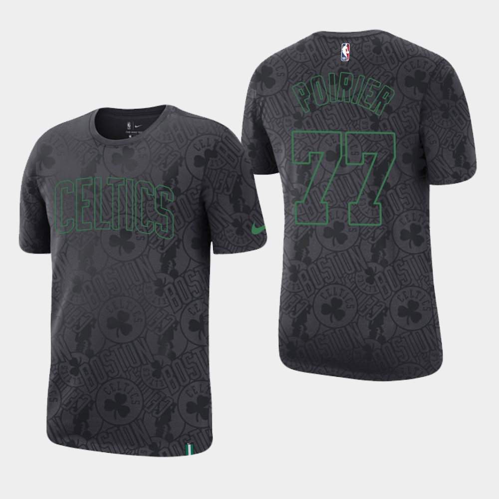 Men's Boston Celtics #77 Vincent Poirier Anthracite All Over Print Team Logo T-Shirt QCW10E1U