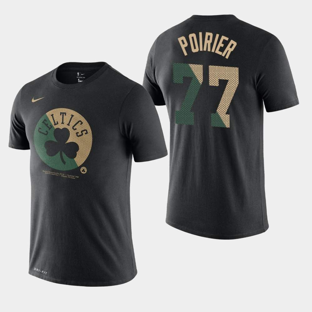 Men's Boston Celtics #77 Vincent Poirier Black Essential Dry Team Logo T-Shirt OUV10E2Y