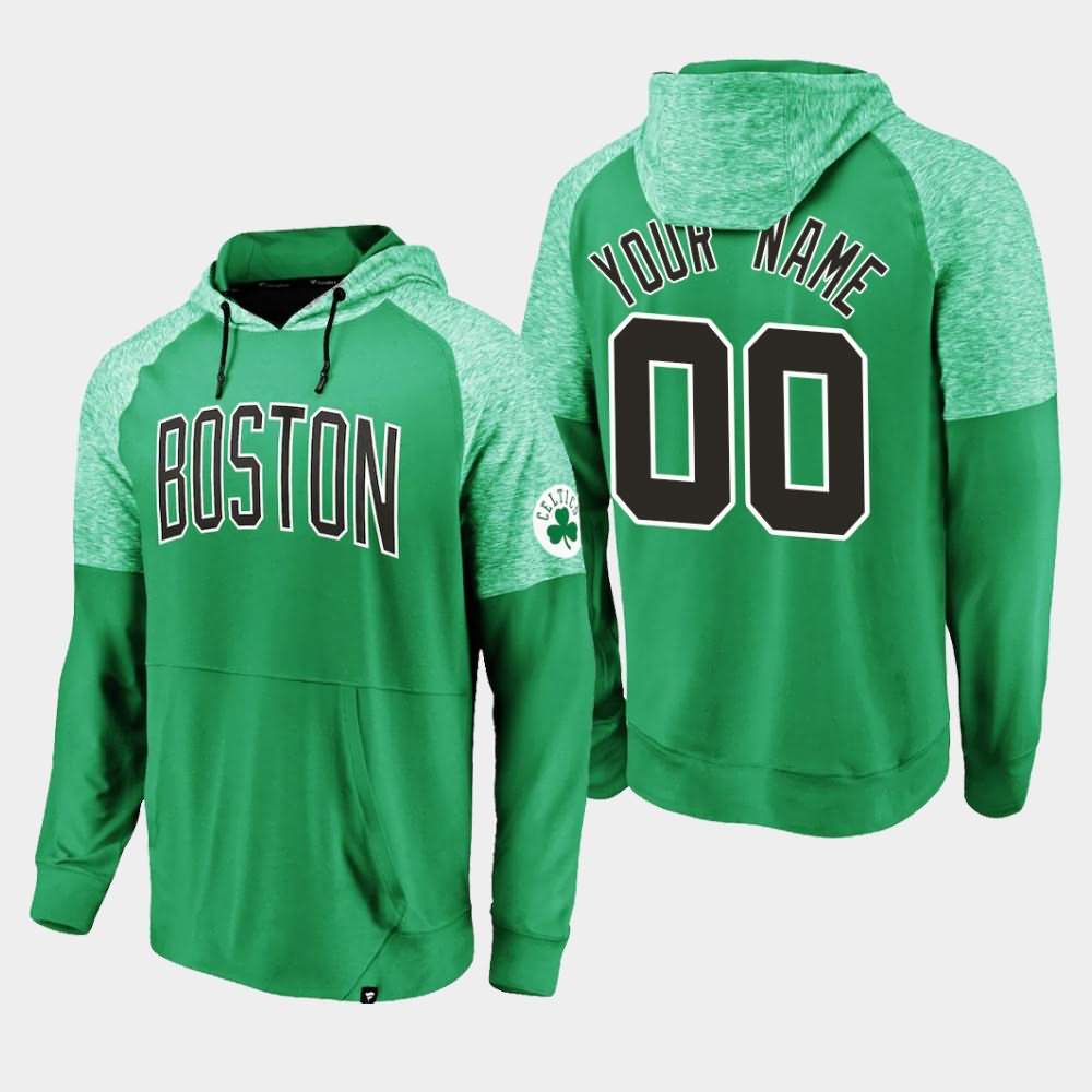 Men's Boston Celtics #00 Custom Kelly Green Space Dye Raglan Pullover Made to Move Hoodie PBC48E8O