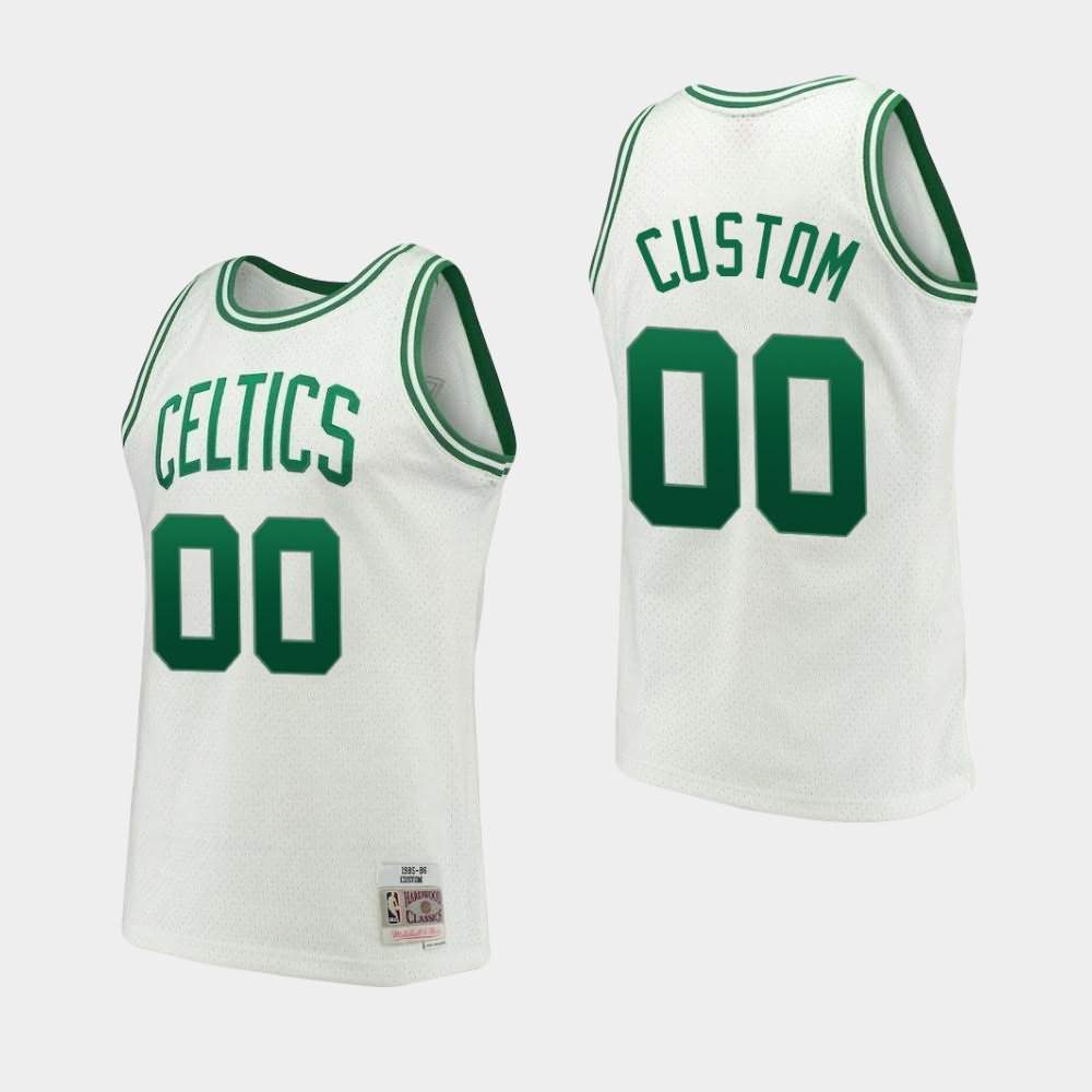 Men's Boston Celtics #00 Custom White 1985-86 Throwback Hardwood Classics Jersey SIQ37E0C