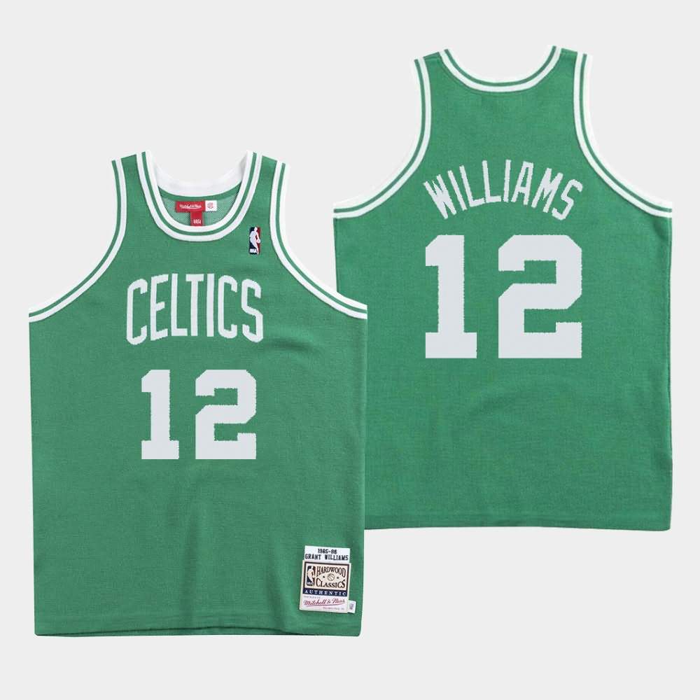Men's Boston Celtics #12 Grant Williams Green Knit - Clot X Mitchell & Ness Jersey SUC47E2K