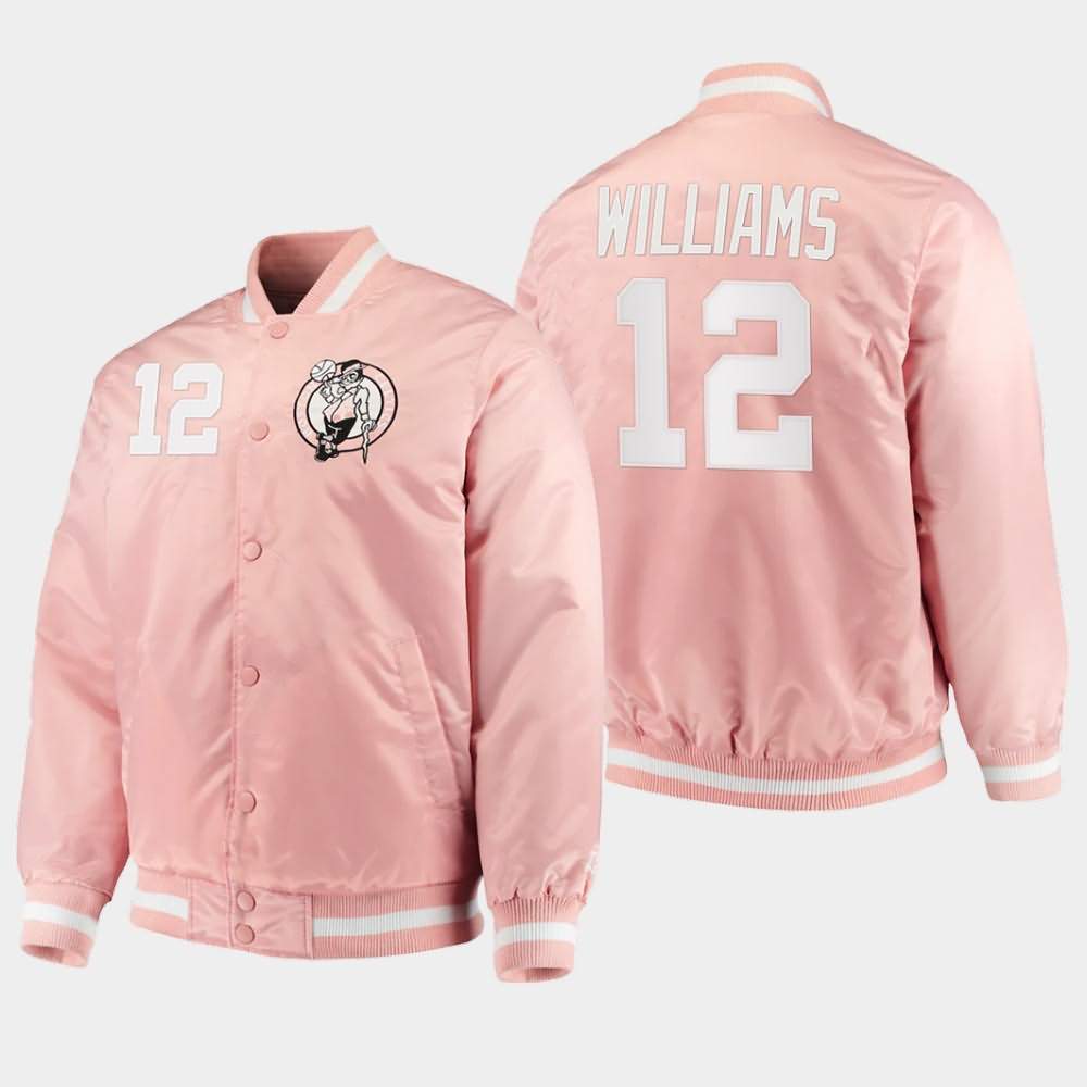 Men's Boston Celtics #12 Grant Williams Pink NBA Full-Snap Satin Jacket QSF40E2S