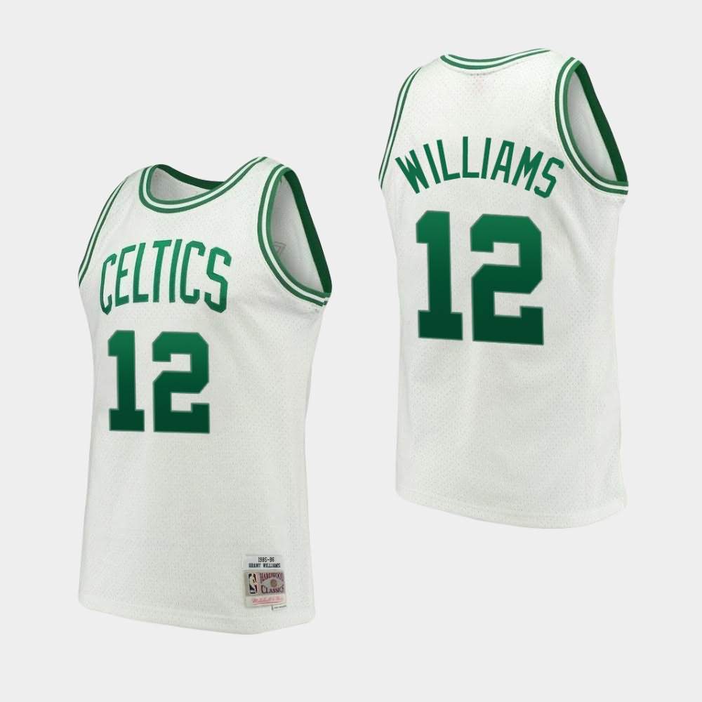 Men's Boston Celtics #12 Grant Williams White 1985-86 Throwback Hardwood Classics Jersey BZL68E8Y