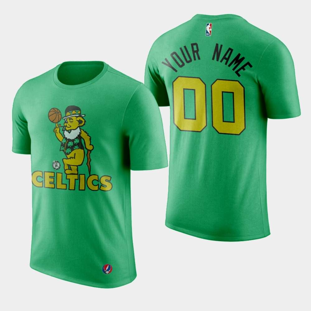 Men's Boston Celtics #00 Custom Green Dead NBA X Grateful Dead X Celtics T-Shirt WLW35E1D