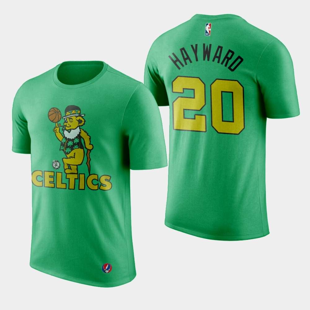 Men's Boston Celtics #20 Gordon Hayward Green Dead NBA X Grateful Dead X Celtics T-Shirt USO64E6I