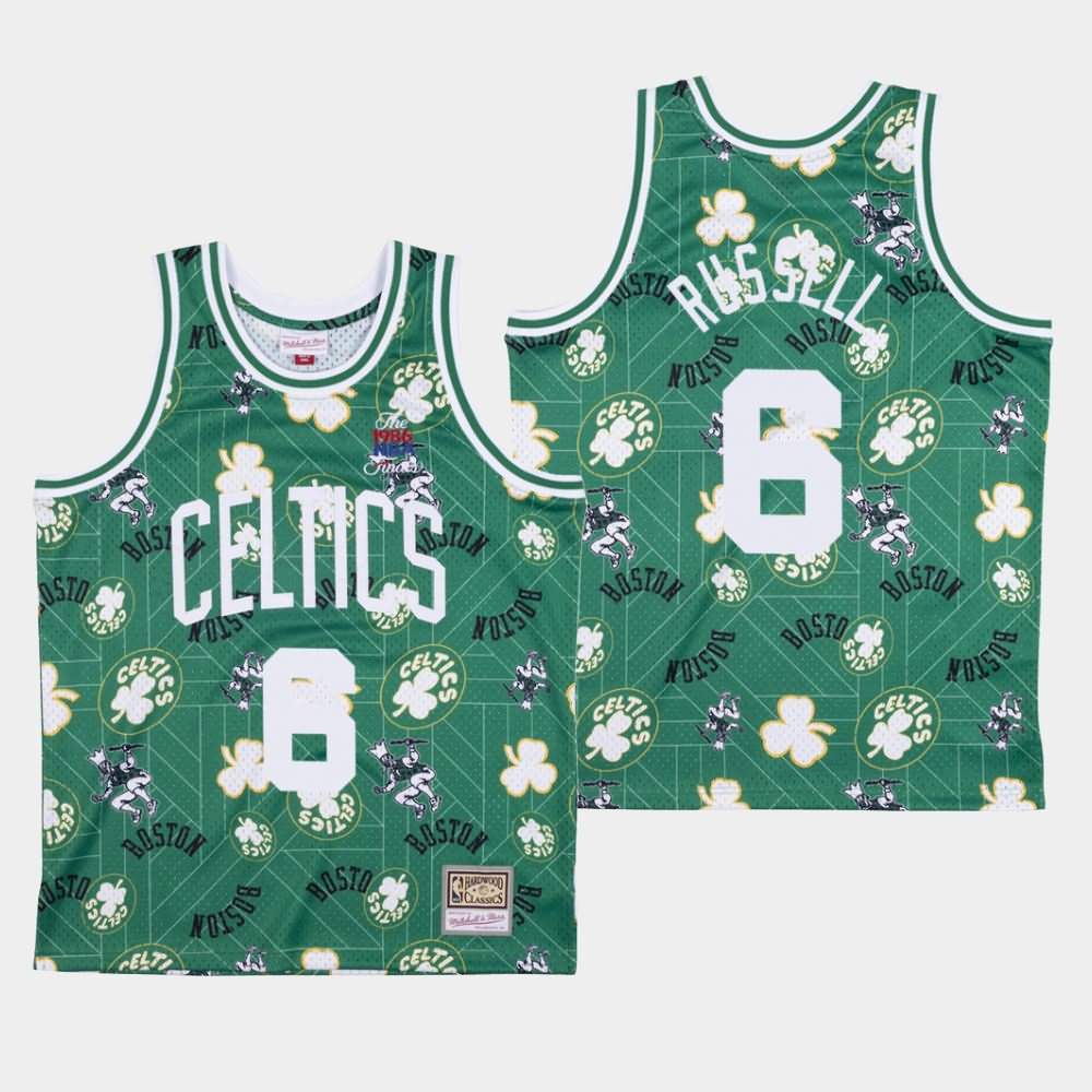 Men's Boston Celtics #6 Bill Russell Green HWC Tear Up Pack Jersey BCM08E8B
