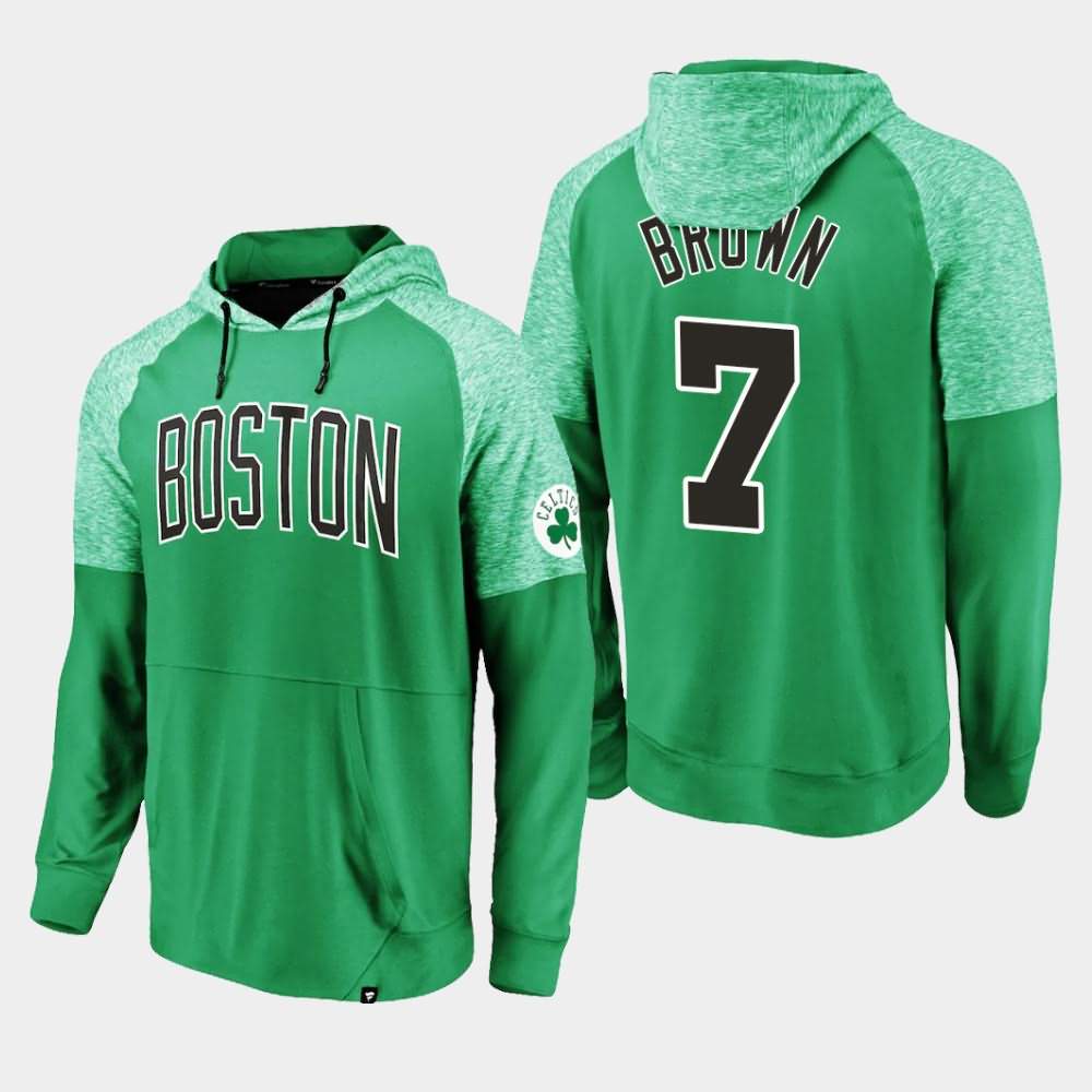 Men's Boston Celtics #7 Jaylen Brown Kelly Green Space Dye Raglan Pullover Made to Move Hoodie CDM33E3R