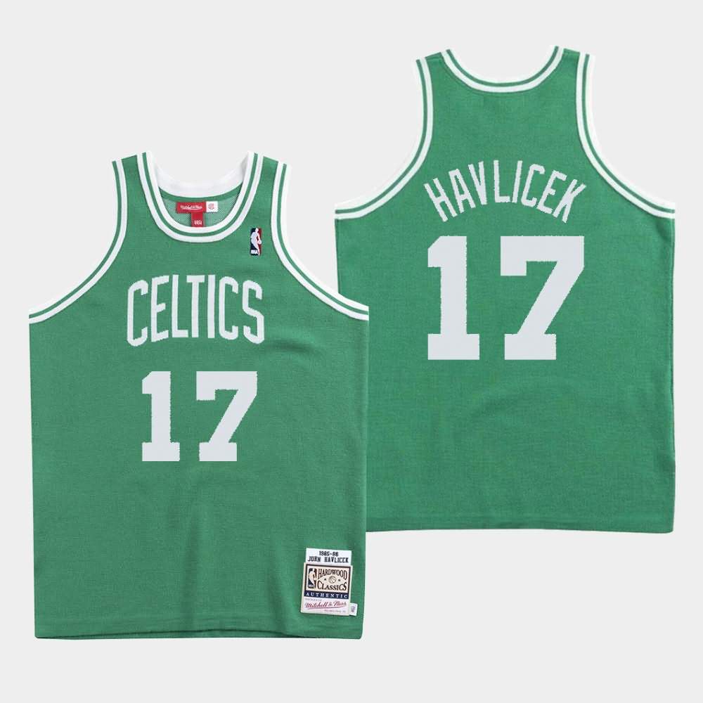 Men's Boston Celtics #17 John Havlicek Green Knit - Clot X Mitchell & Ness Jersey GCD12E0V