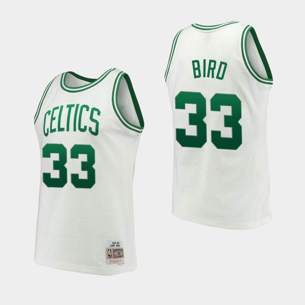 Men's Boston Celtics #33 Larry Bird White 1985-86 Throwback Hardwood Classics Jersey GFJ88E3U