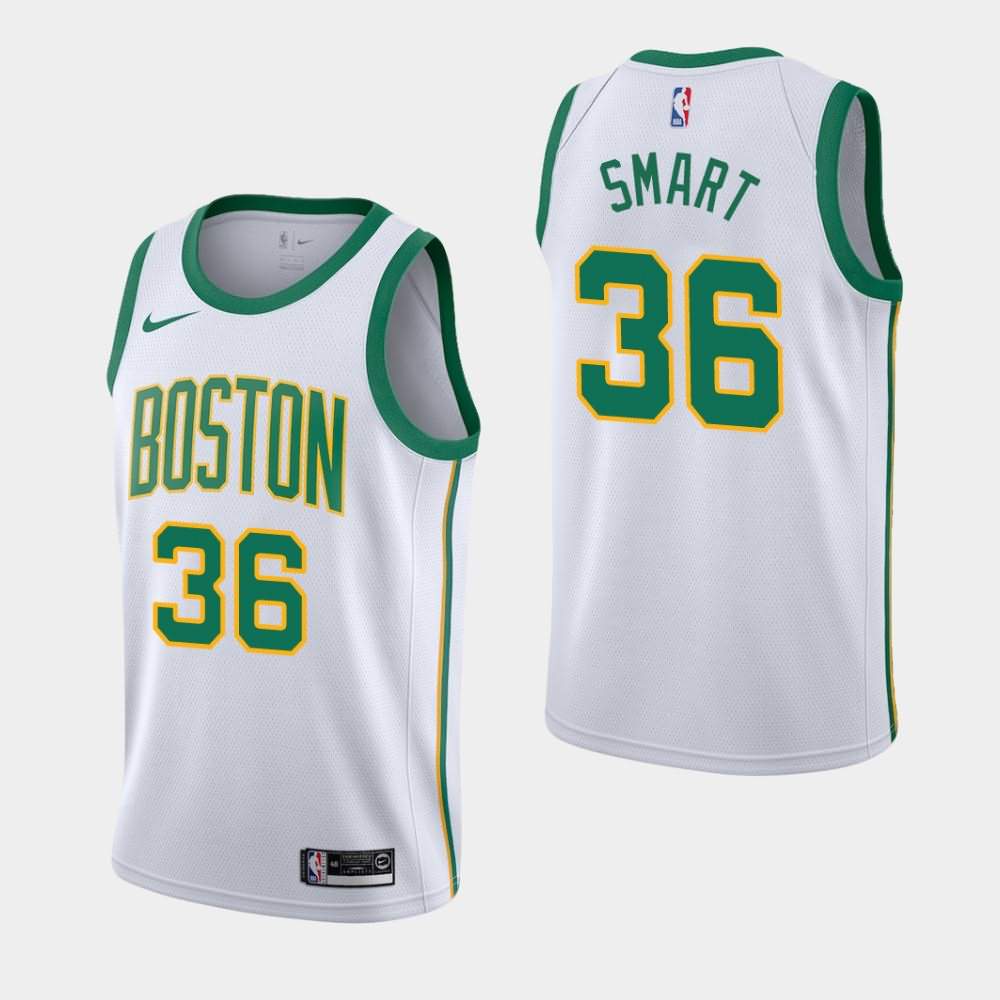 Men's Boston Celtics #36 Marcus Smart White 2018-19 City Jersey GWQ55E0J
