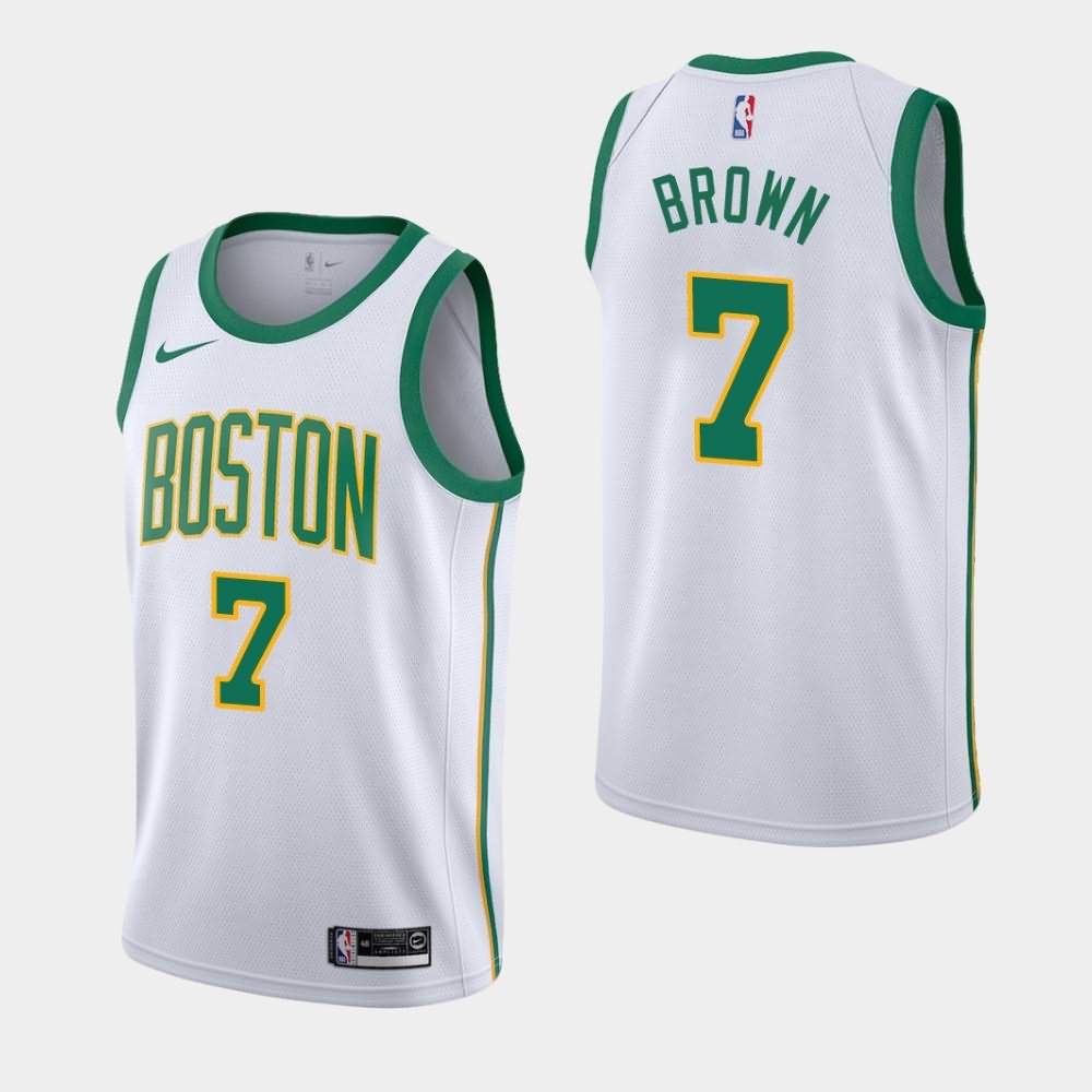 Men's Boston Celtics #7 Jaylen Brown White 2018-19 City Jersey YKV02E8R