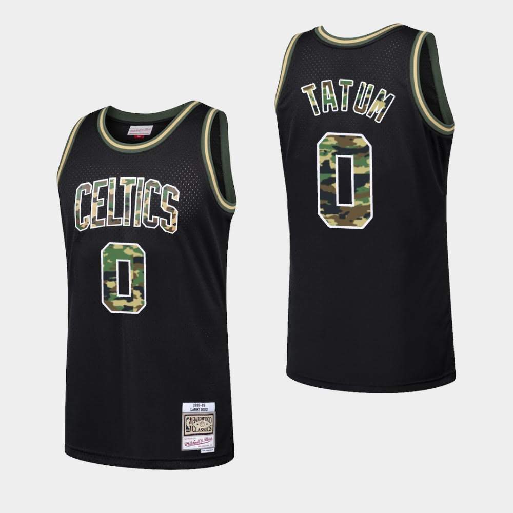 Men's Boston Celtics #0 Jayson Tatum Black Straight Fire Camo Jersey MEP25E4B
