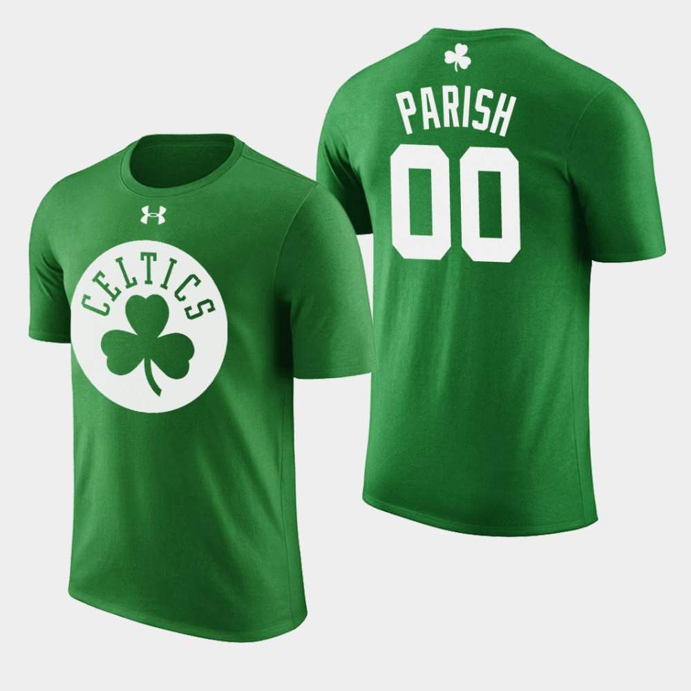 Men's Boston Celtics #00 Robert Parish Green Name & Number St. Patrick's Day T-Shirt WPR00E4Q