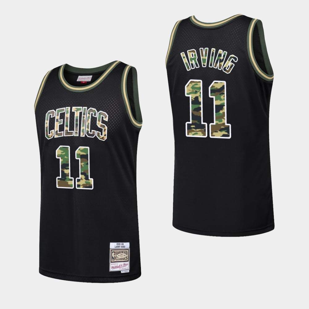 Men's Boston Celtics #11 Kyrie Irving Black Straight Fire Camo Jersey ZOE87E1O