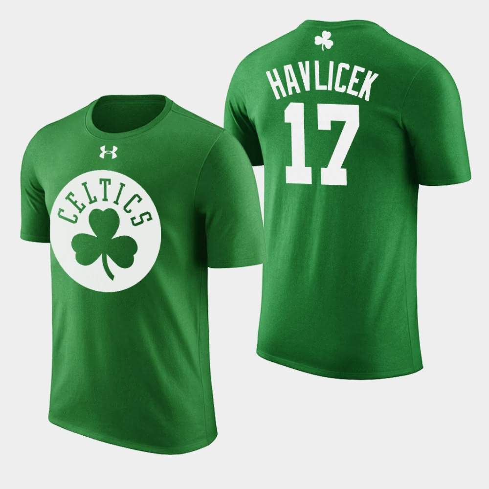 Men's Boston Celtics #17 John Havlicek Green Name & Number St. Patrick's Day T-Shirt POL48E5G
