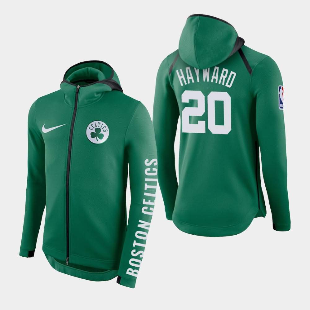 Men's Boston Celtics #20 Gordon Hayward Green Showtime Full-Zip Hoodie NXE72E7C
