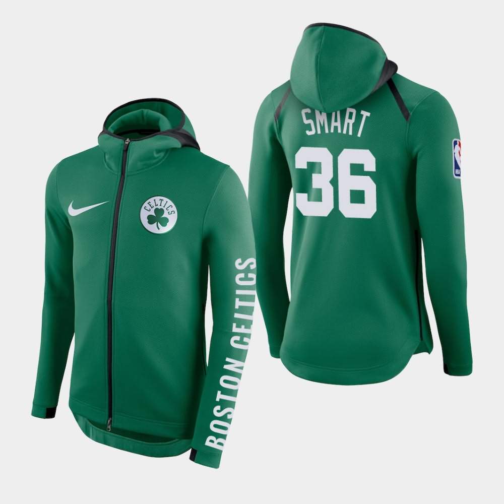 Men's Boston Celtics #36 Marcus Smart Green Showtime Full-Zip Hoodie KEB75E2X
