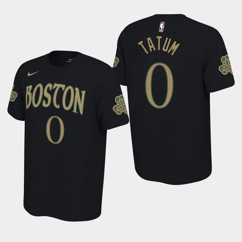 Men's Boston Celtics #0 Jayson Tatum Black 2019-20 City T-Shirt NDC25E7M