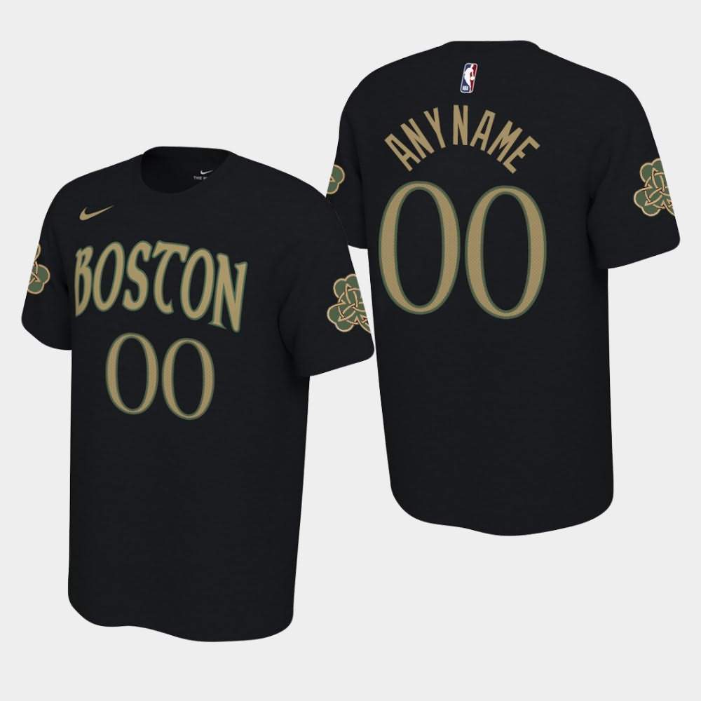 Men's Boston Celtics #00 Custom Black 2019-20 City T-Shirt FOE52E4Z