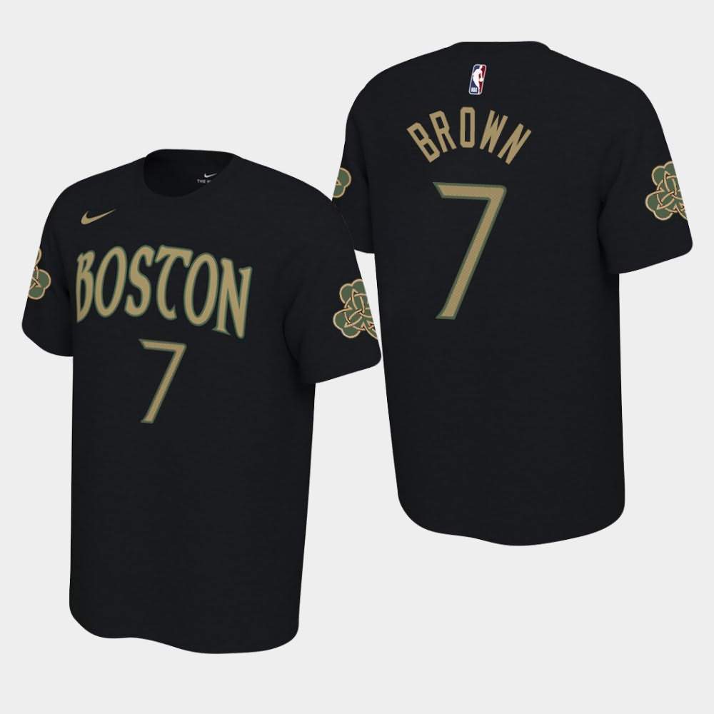 Men's Boston Celtics #7 Jaylen Brown Black 2019-20 City T-Shirt BIG73E4U