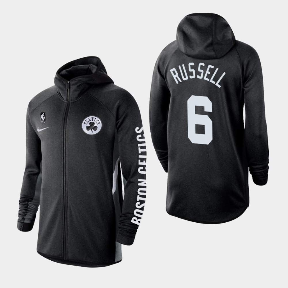 Men's Boston Celtics #6 Bill Russell Heather Black Therma Flex Full-Zip Authentic Showtime Performance Hoodie OFC30E5R