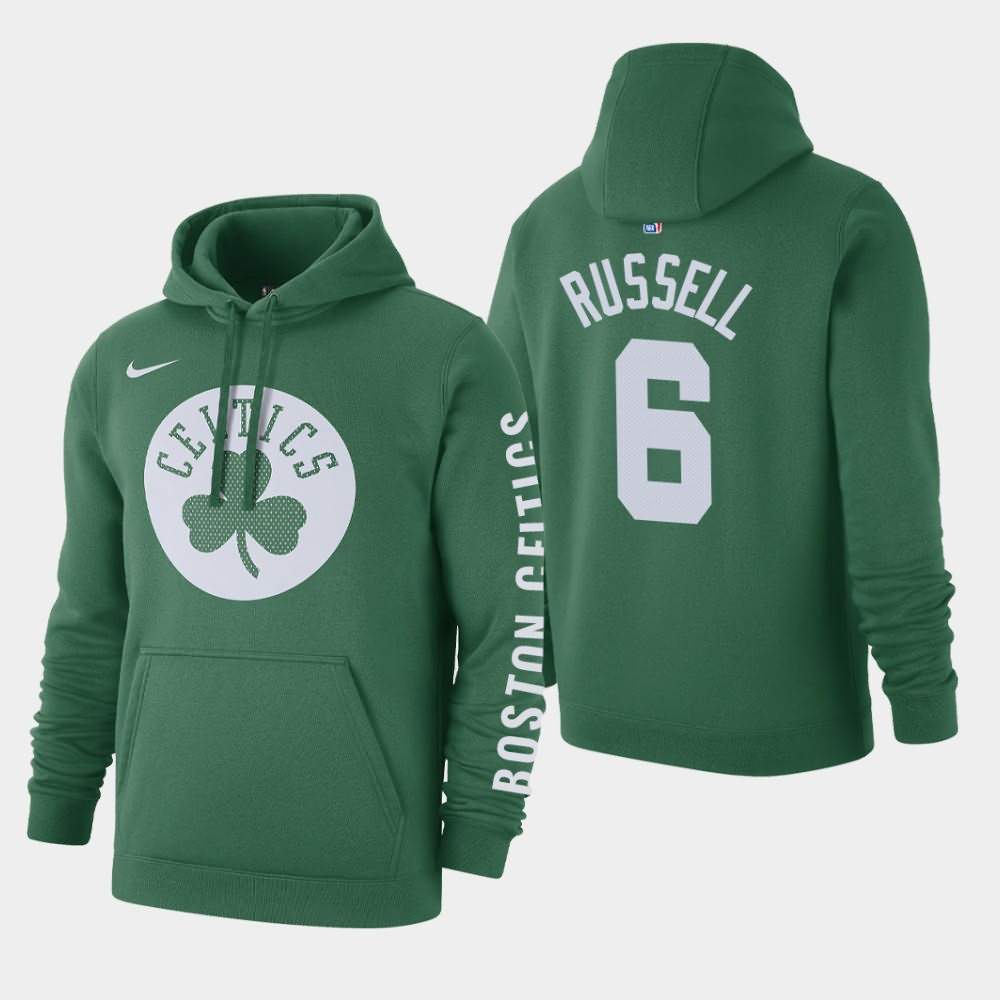 Men's Boston Celtics #6 Bill Russell Green Club Fleece Courtside Hoodie IEN53E6L