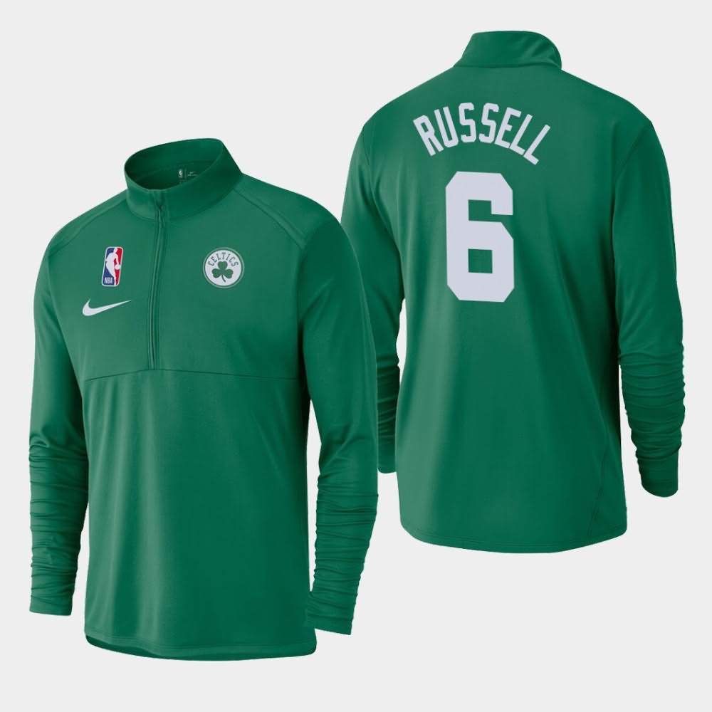 Men's Boston Celtics #6 Bill Russell Kelly Green Half-Zip Pullover Element Logo Performance Jacket ICX75E1L