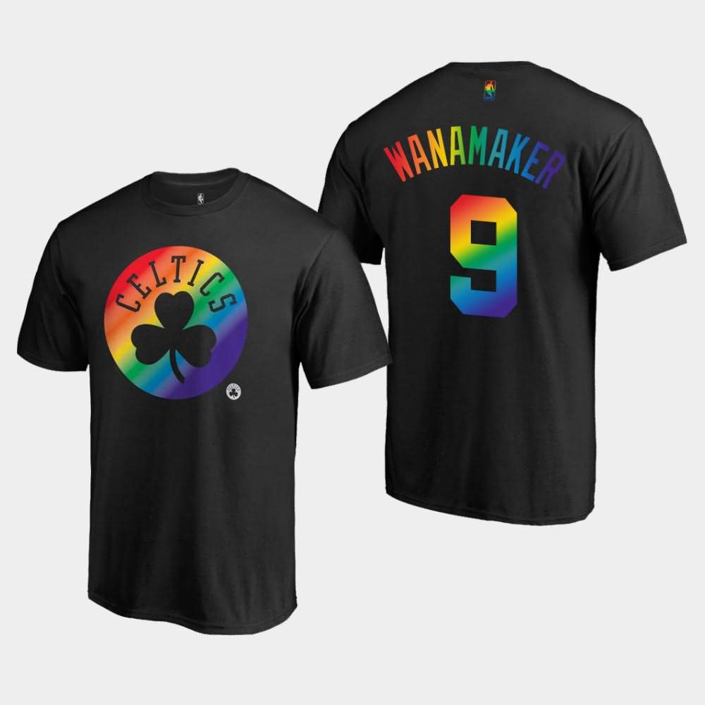 Men's Boston Celtics #9 Bradley Wanamaker Black Team Pride Logo T-Shirt QNN18E0P