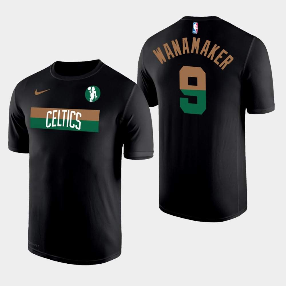 Men's Boston Celtics #9 Bradley Wanamaker Black Legend Performance Wordmark Logo T-Shirt APR44E4L