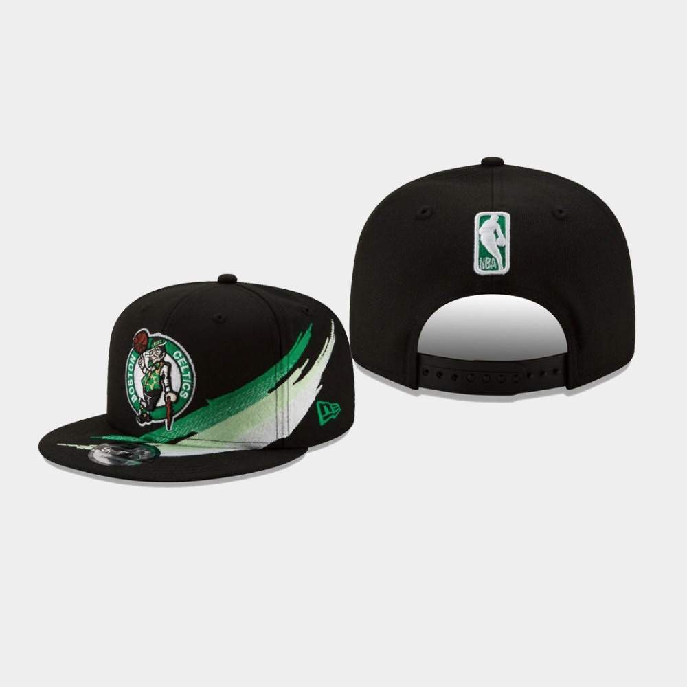 Men's Boston Celtics Black Snapback 9FIFTY Adjustable Brush Hat WZB22E5J