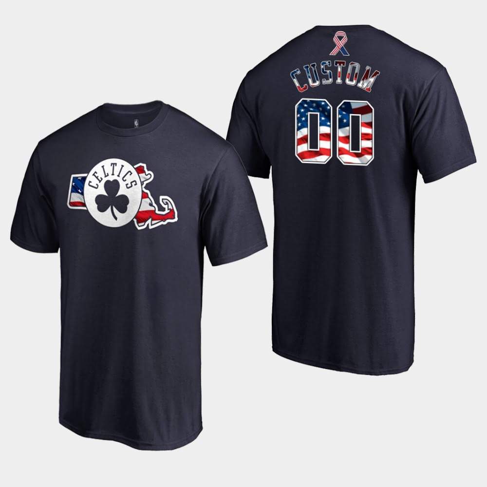 Men's Boston Celtics #00 Custom Navy Stars and Stripes 2019 Memorial Day T-Shirt GKP06E3F