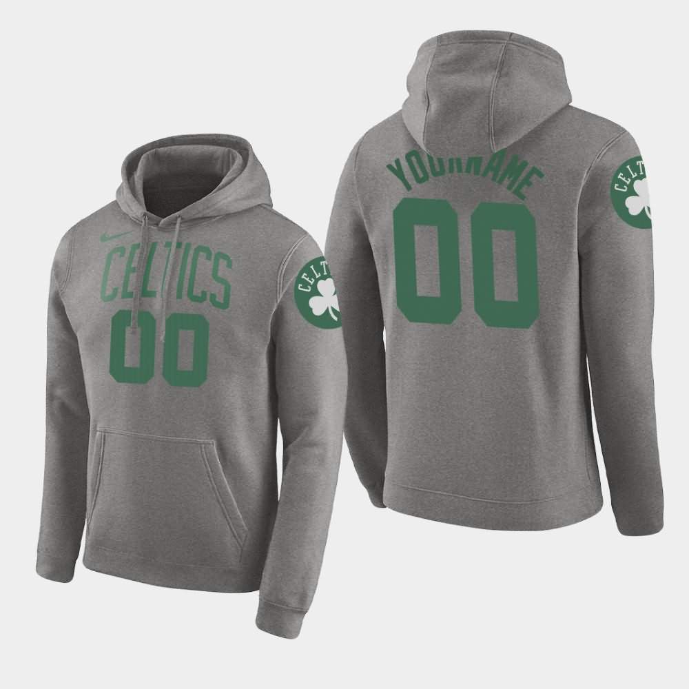 Men's Boston Celtics #00 Custom Gray Pullover Name Number Hoodie JVE56E1K