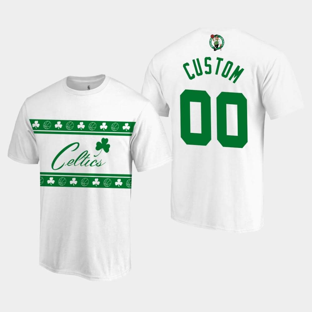Men's Boston Celtics #00 Custom White Primary Wordmark T-Shirt OYH32E6A