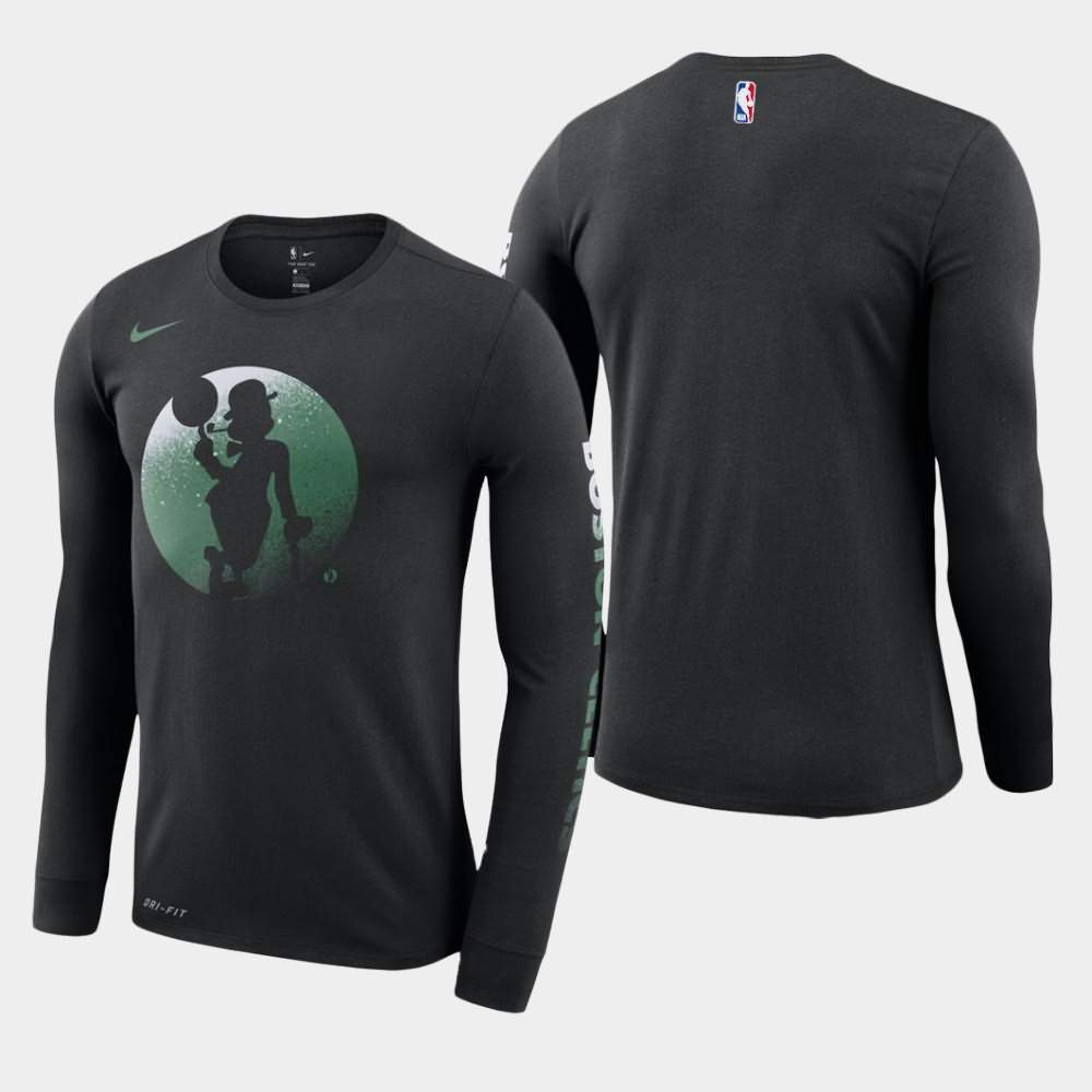 Men's Boston Celtics Black Long Sleeve Dry Dezzo Logo T-Shirt XMO33E6E