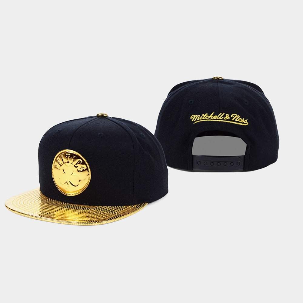 Men's Boston Celtics Black Adjustable Snapback Golden Limited Hat DUO16E3G