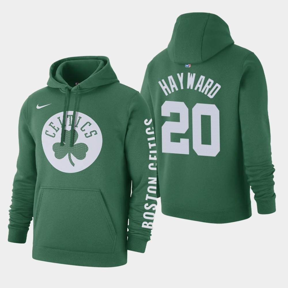 Men's Boston Celtics #20 Gordon Hayward Green Club Fleece Courtside Hoodie ECD74E5F