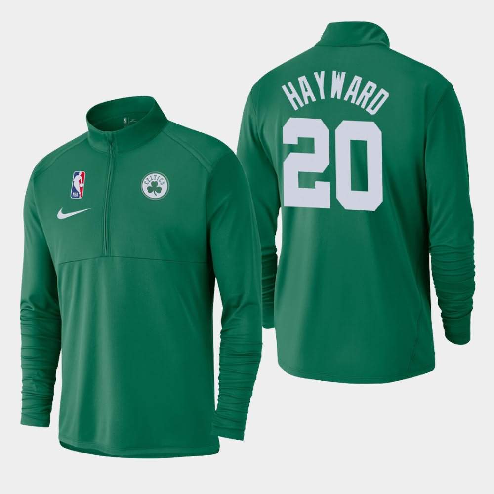Men's Boston Celtics #20 Gordon Hayward Kelly Green Half-Zip Pullover Element Logo Performance Jacket YRW04E3A