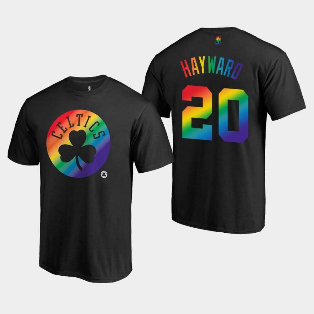 Men's Boston Celtics #20 Gordon Hayward Black Team Pride Logo T-Shirt FQW24E5M