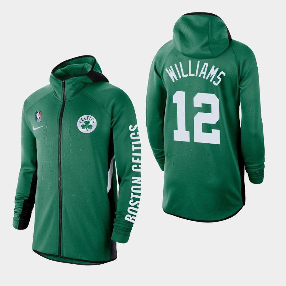 Men's Boston Celtics #12 Grant Williams Kelly Green Therma Flex Full-Zip Authentic Showtime Performance Hoodie TKL57E0D