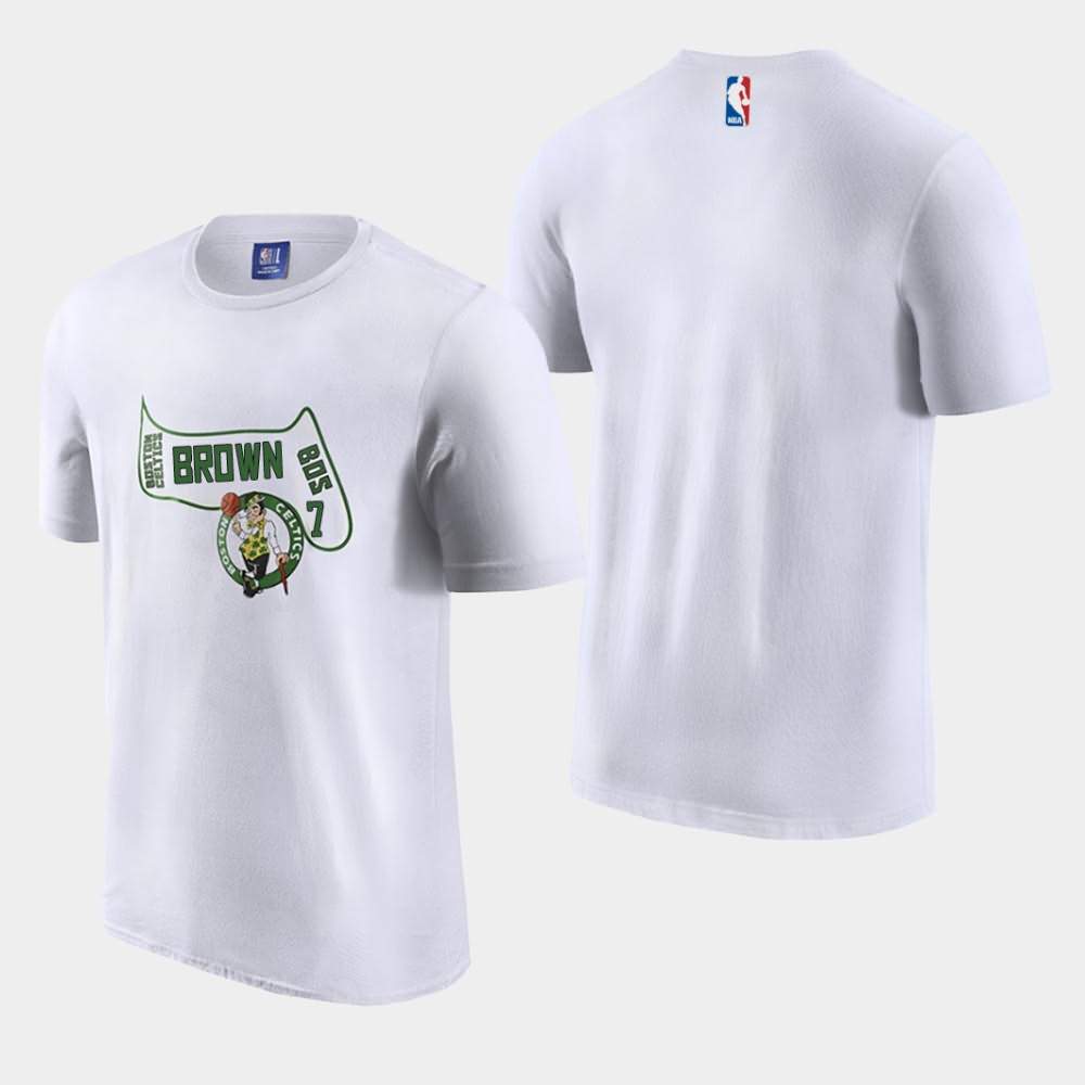 Men's Boston Celtics #7 Jaylen Brown White Performance State Map T-Shirt ATF54E4S