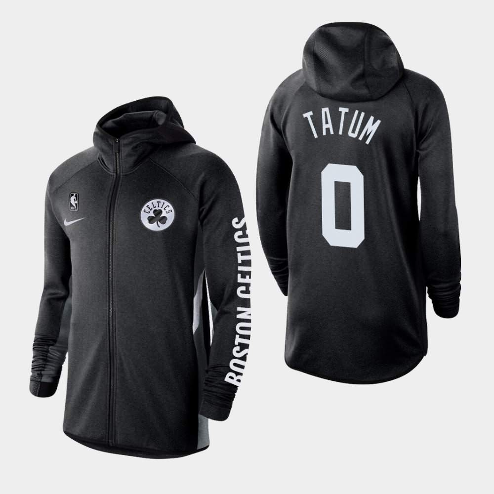 Men's Boston Celtics #0 Jayson Tatum Heather Black Therma Flex Full-Zip Authentic Showtime Performance Hoodie FFE21E5E