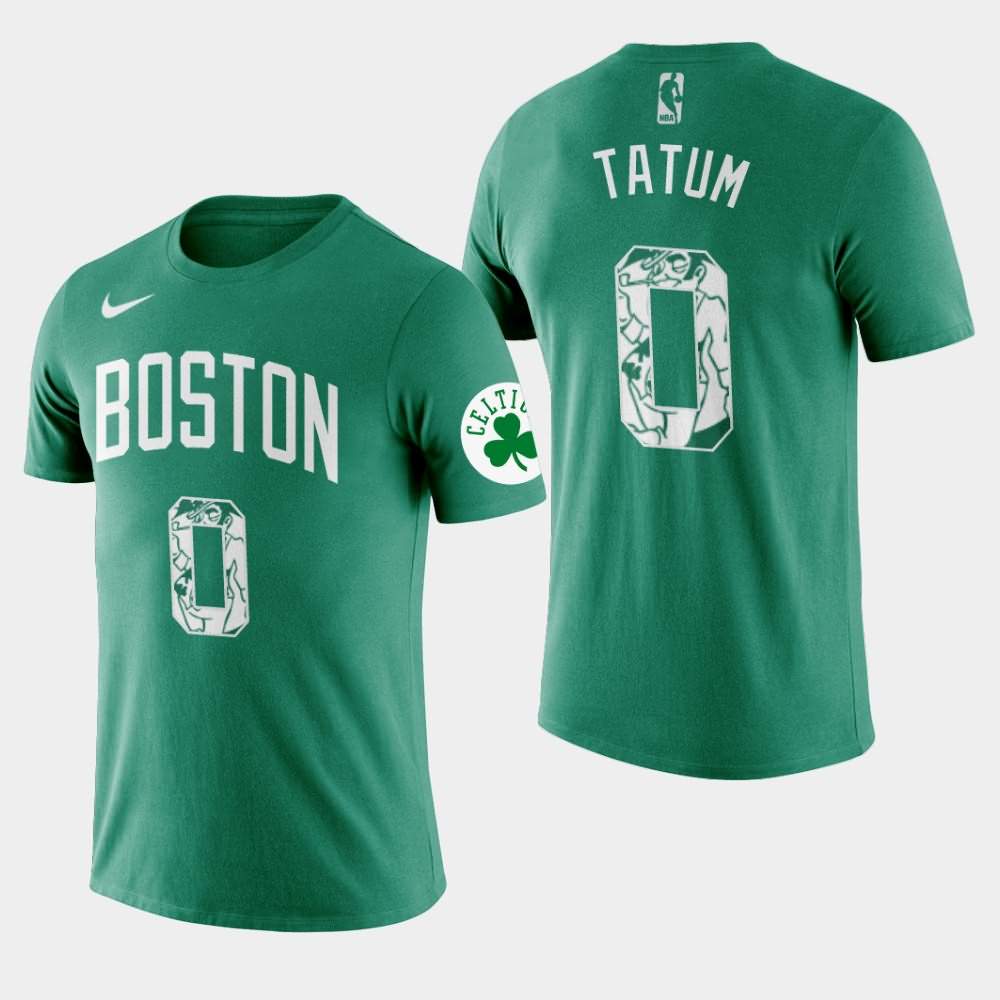 Men's Boston Celtics #0 Jayson Tatum Green Name & Number T-Shirt NSH62E2R