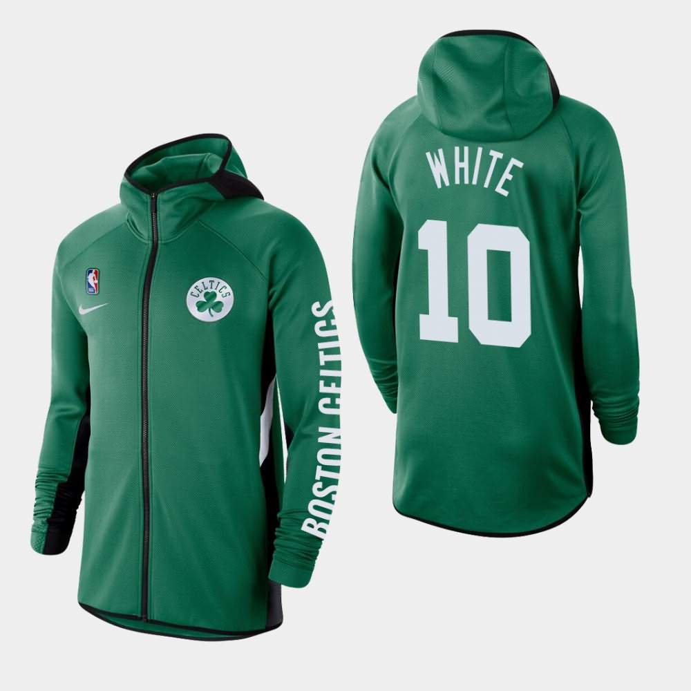 Men's Boston Celtics #10 Jo Jo White Kelly Green Therma Flex Full-Zip Authentic Showtime Performance Hoodie CKV22E5N
