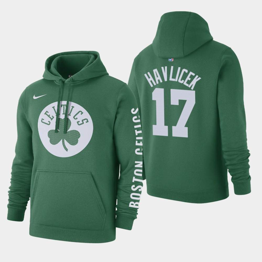 Men's Boston Celtics #17 John Havlicek Green Club Fleece Courtside Hoodie DSX74E6W