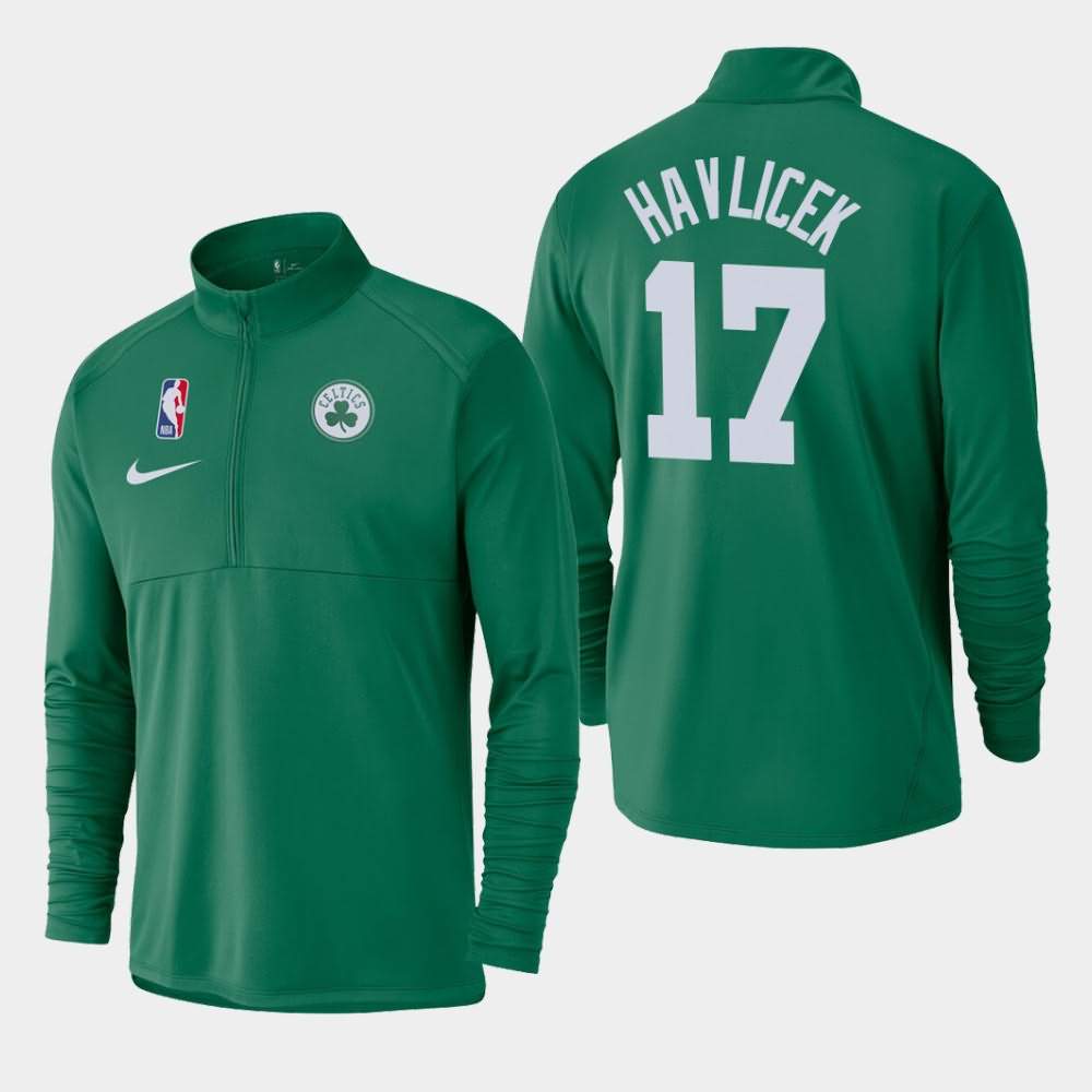 Men's Boston Celtics #17 John Havlicek Kelly Green Half-Zip Pullover Element Logo Performance Jacket LSO37E7V