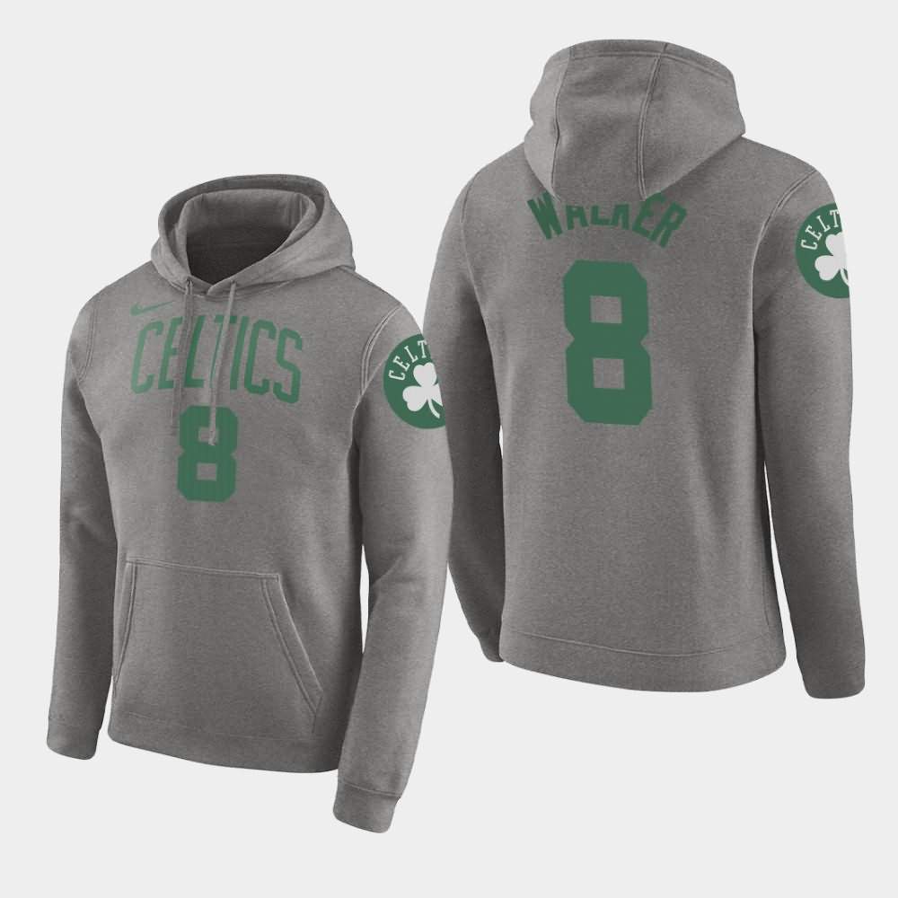 Men's Boston Celtics #8 Kemba Walker Gray Pullover Name Number Hoodie ZGW53E6T
