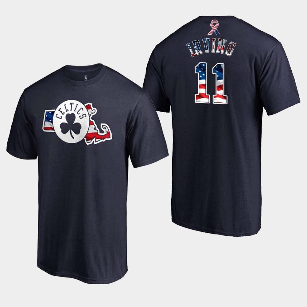 Men's Boston Celtics #11 Kyrie Irving Navy Stars and Stripes 2019 Memorial Day T-Shirt FDE63E3D