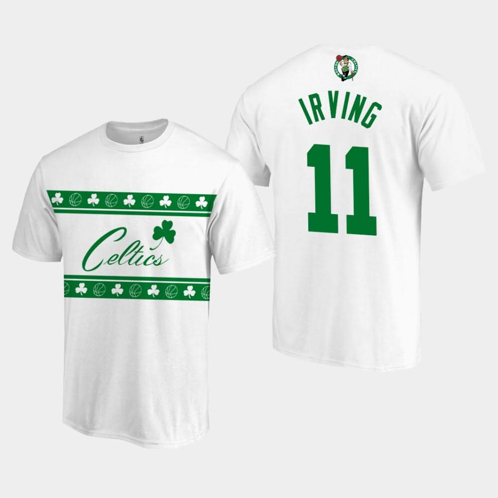 Men's Boston Celtics #11 Kyrie Irving White Primary Wordmark T-Shirt HLU25E0Q